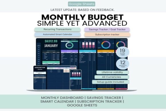 Monthly Budget Planner Dark Version