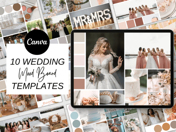 Mood Board Template for Canva Wedding