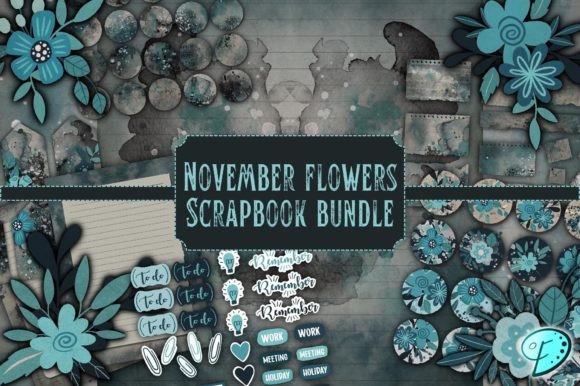November Flowers Scrapbook Bundle