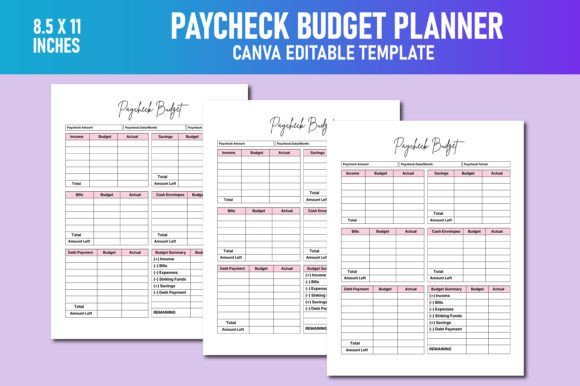 Paycheck Budget Planner Canva KDP