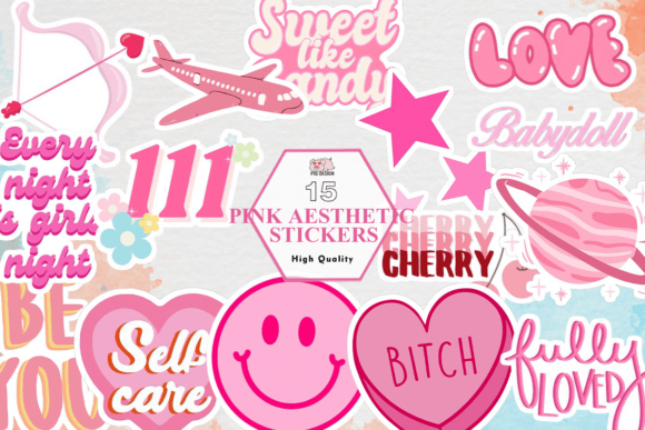 Pink Aesthetic Stickers Clipart PNG