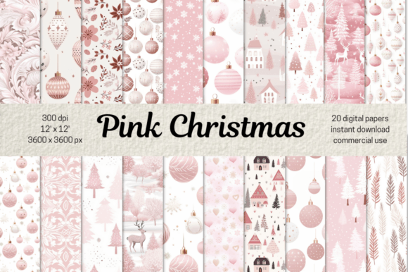 Pink Christmas Pattern Scrapbook Paper