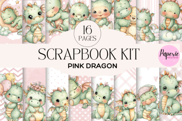 Pink Baby Dragon Scrapbook Kit