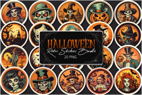 Retro Halloween Stickers Bundle