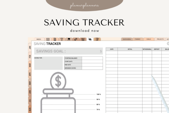 Saving Tracker Printable and Digital