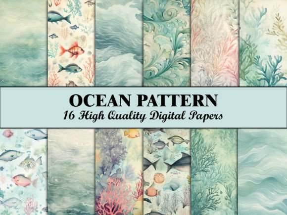 Sea Scrapbook Paper Blue Ocean Pattern