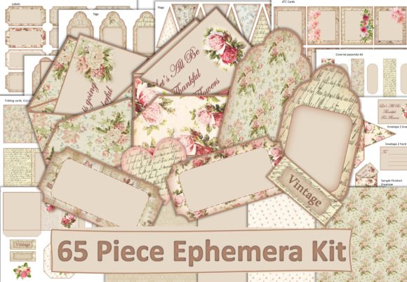 Shabby Chic Ephemera Kit 65 Pieces