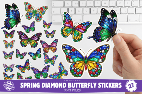 Spring Diamond Butterfly Stickers