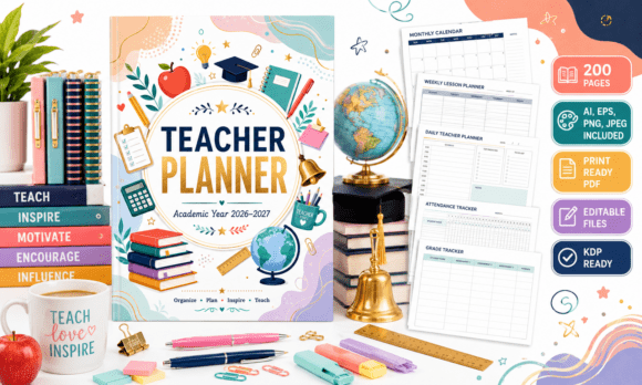 Teacher Planner Printable Pages for KDP 200 Pages