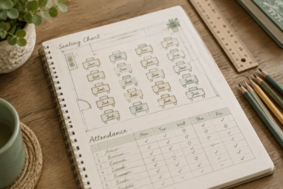 Teacher planner student and classroom management pages