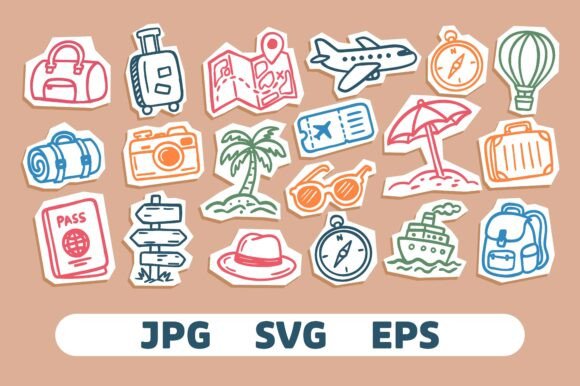 Travel Vacation Scrapbook Sticker Set