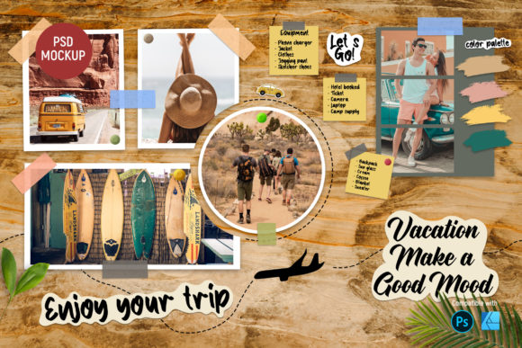 Vacation Trip Mood Board Mockup