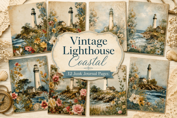 Vintage Lighthouse Coastal Junk Journal