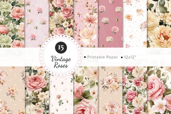Vintage Roses Pattern Scrapbook Paper