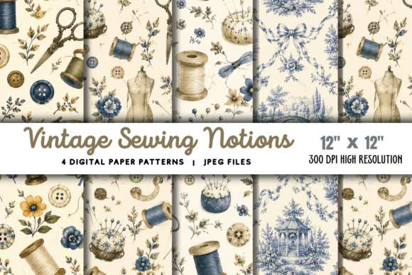 Vintage Sewing Scrapbook Paper