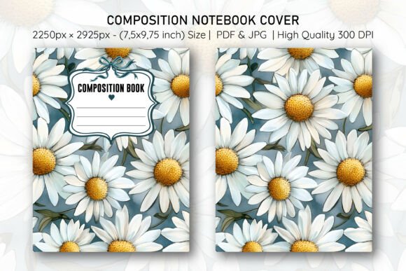 Watercolor Daisy Flower Notebook Cover