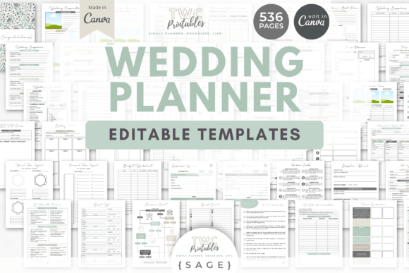 Wedding Planning Binder - Wedding Planner Canva Templates SAGE