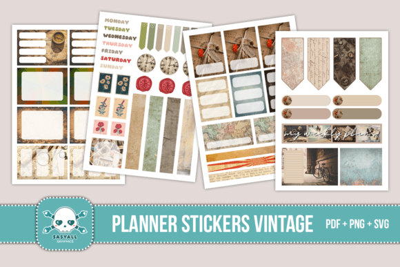 Weekly Planner Vintage Stickers