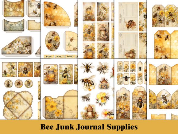 Yellow Bee Junk Journal Kit Ephemera