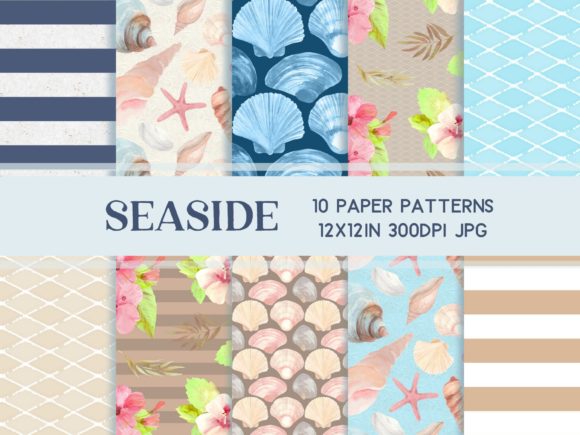 Beach Seashells Scrapbook Paper Set