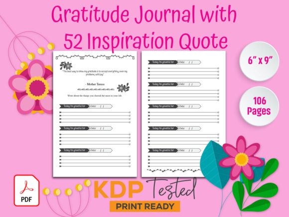 Gratitude Journal 52 Inspirational Quotes
