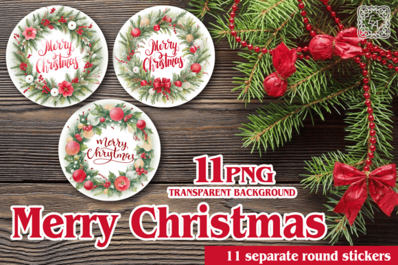 11 Round Christmas Stickers
