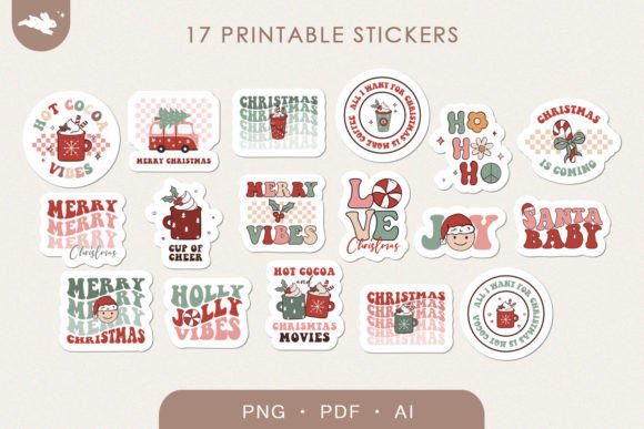 17 Groovy Christmas Stickers Bundle