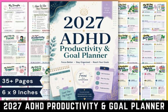 2027 ADHD Productivity and Goal Planner