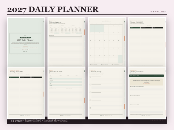 2027 Daily Planner with Quarter Scorecards