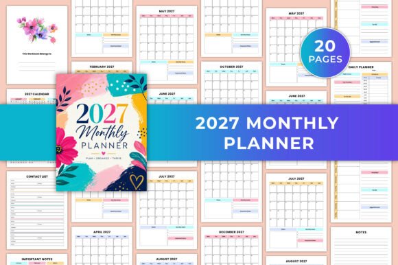 2027 Monthly Planner Canva Editable