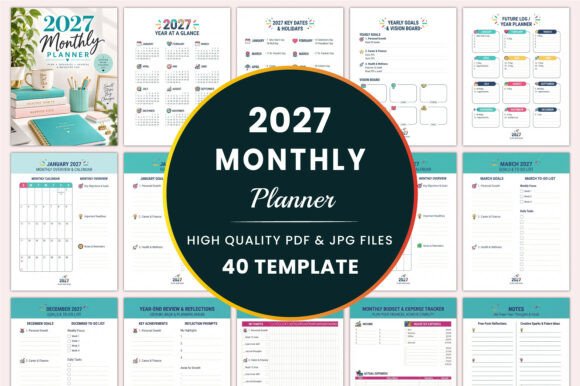2027 Monthly Planner Colorful