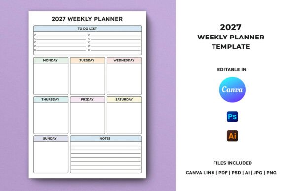 2027 Weekly Planner Template