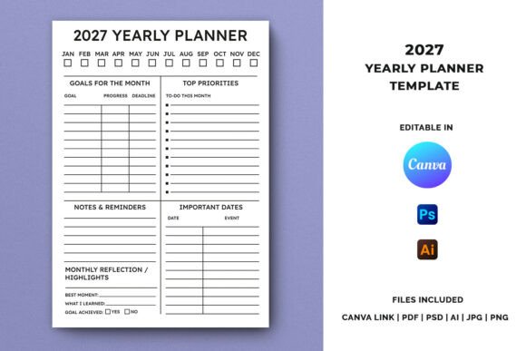2027 Yearly Planner Template