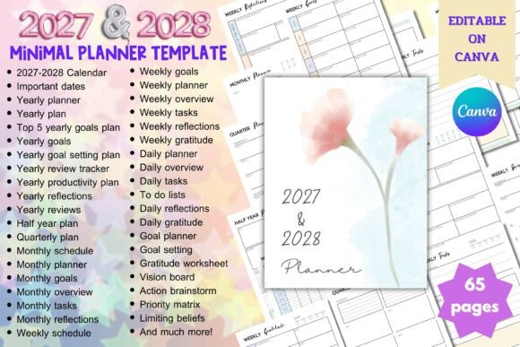2027–2028 Minimal Planner Canva Template