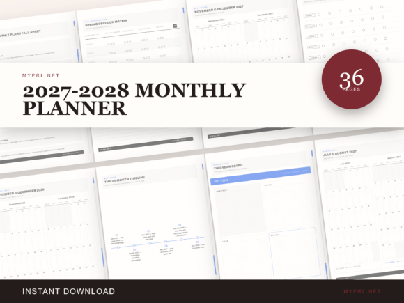 2027–2028 Monthly Planner for GoodNotes