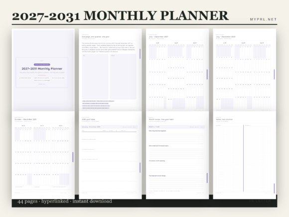 2027-2031 Monthly Planner