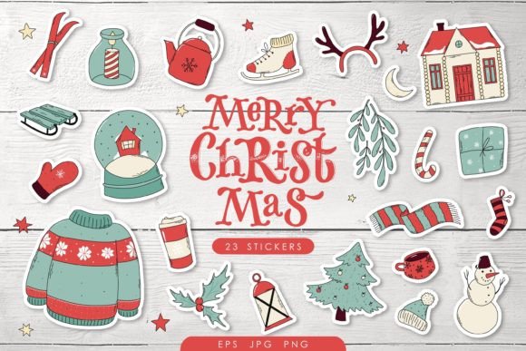23 Christmas & Winter Doodle Stickers