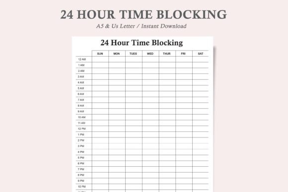 24 Hour Time Blocking Weekly Planner