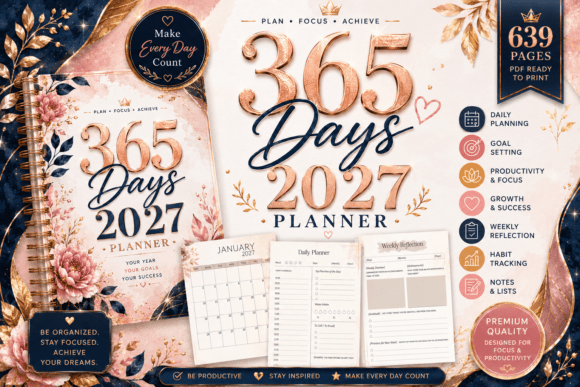 365 Days 2027 Planner Canva Template