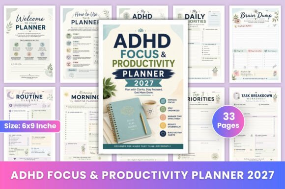 ADHD Focus and Productivity Planner 2027