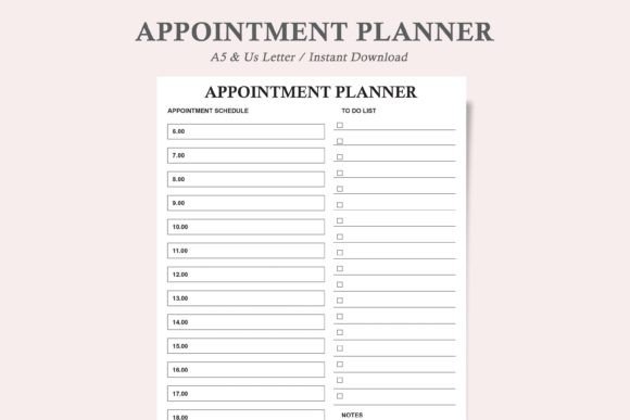Appointment Planner Daily Hourly Planner