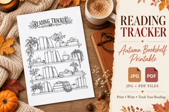 Autumn Bookshelf Reading Tracker