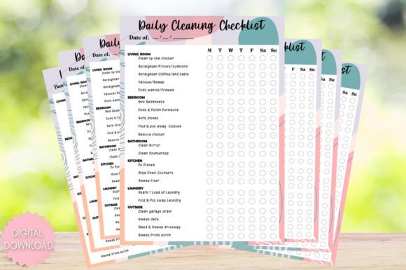 Boho daily cleaning checklist in a warm minimalist style