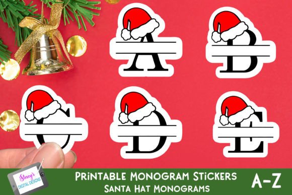 Santa Hat Monogram Stickers