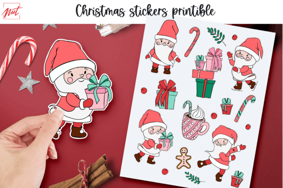 Printable Santa Claus Christmas Stickers
