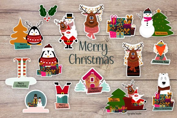 Santa Christmas Stickers Bundle