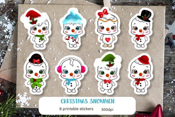 Cartoon Snowman Christmas Sticker Pack