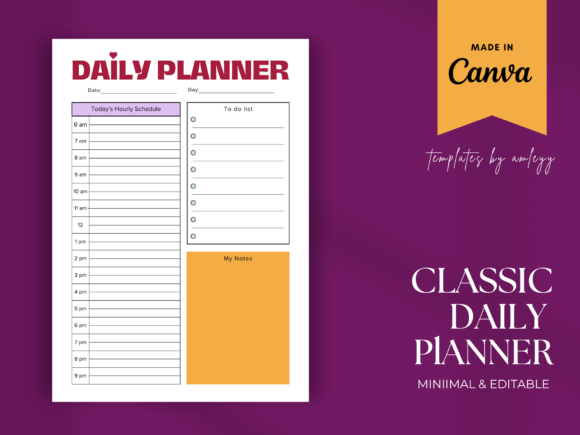 Classic Hour-by-Hour Daily Planner