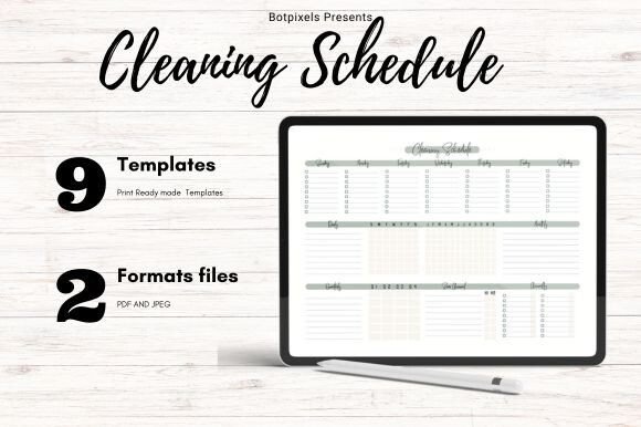 Cleaning schedule bundle with nine ink-friendly versions