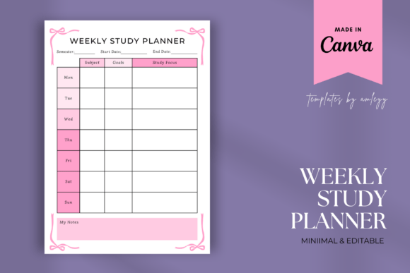 Coquette Weekly Study Planner